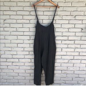 Silence + noise black linen jumpsuit overalls